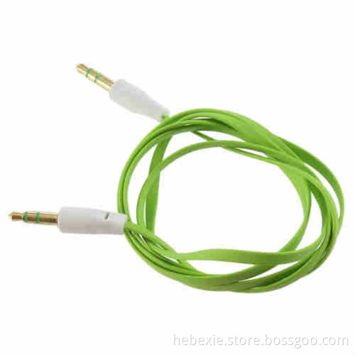 Noodle flat custom lengths green orange black audio cable